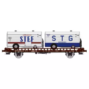 Wagon UFR bi-porteur remorques STEF & STG - HO 1/87 - REE WB635