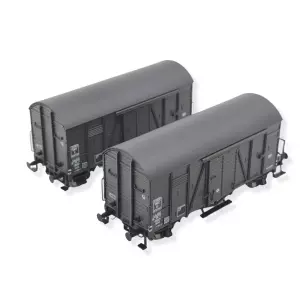 Set 2 wagons couverts brun Oppeln EUROP EXACT TRAIN 20261 - SNCF - HO 1/87