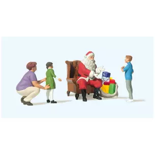Santa Claus with 2 children and 1 woman