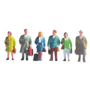 Lot de 6 personnages voyageurs en tenue d'affaire SAI 332 - HO : 1/87
