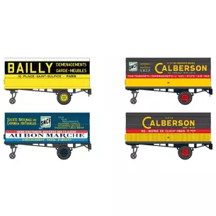 Coffret de 4 remorques position parking "Bailly, Calberson lisse, Calberson strié, Au bon marché"