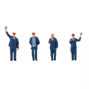 Lot de 4 figurines personnel ferroviaire avec bruitage FALLER 180237 - HO 1/87