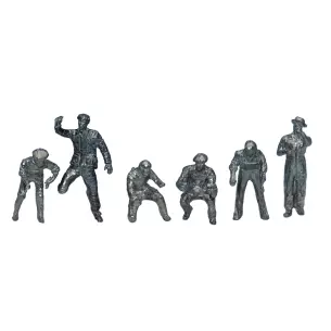 6 mécaniciens à peindre (Métal blanc) SAI 0380 - HO 1/87