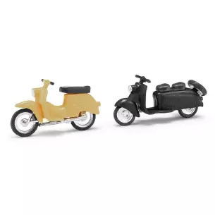 2 scooters miniatures Mehlhose 210 008908 - HO 1/87 - Berlin Roller/schwalbe