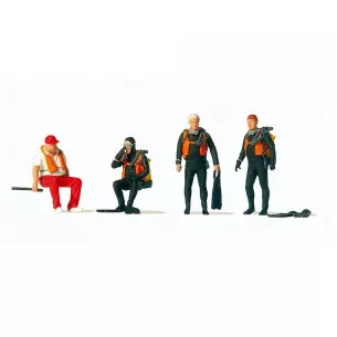 Set of 4 diving figures Preiser 10693 - HO : 1/87