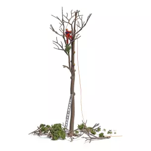 Tree Maintenance" scene with Busch 7971 character - HO 1/87