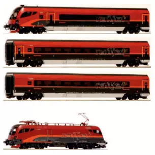 Rail Jet Locomotive and Cars Set - HO 1/87 - Jägerndorfer 70402