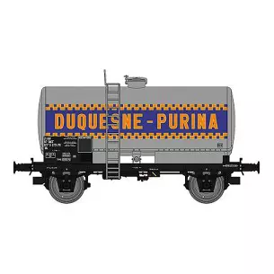 Wagon citerne gris à essieux livrée DUQUESNE-PURINA