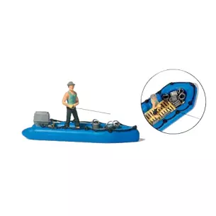 Pêcheur et bateau pneumatique PREISER 10687 - HO 1/87