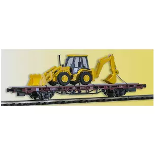 Flatcar with JCB 4CX 4x4x4 excavator, mounted model