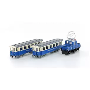 Locomotive et deux wagons du chemin de fer de la Zugspitze - HOBBYTRAIN 43106S - HOe 1/87e