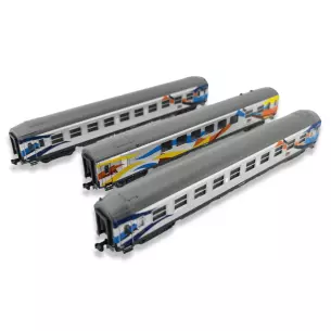 Set 2 voitures couchettes MiniTrix 18210 grandes lignes "Croisière" - N 1/160 - EP VI