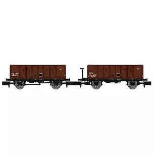 Coffret de 2 wagons tombereau OCEM 29 à essieux livrée marron type tôlé