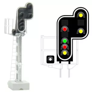 Signal 7 feux LED Rouge/vert/rouge/jaune/blanc/2xjaune MAFEN 413213 SNCF - N