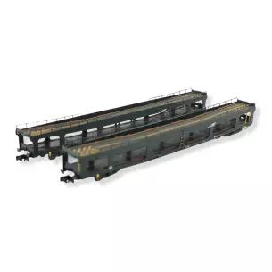 Set 2 wagons porte-auto DEV66 vert Logo casquette Arnold HN4347 - N 1/160 - EP V