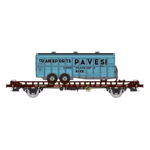 UFR double-carrier wagon and trailer SOBOTRAF - HO 1/87 - REE WB618