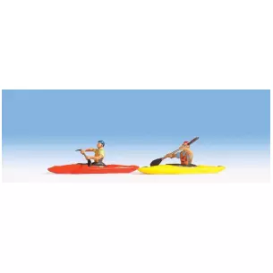 2 kayakistes - lot de 2 couleurs variées NOCH 16809 - HO 1/87