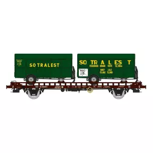 UFR two-carrier wagon with two SOTRALEST vans - HO 1/87 - REE WB620