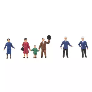 Set of 6 characters with 1 child "airship crew / passengers