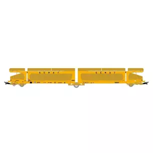 Wagon porte autos livrée jaune SEMAT