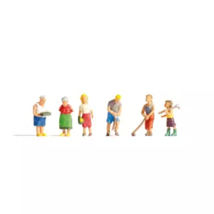 Lot de 6 personnages "famille au jardin" NOCH 15569 - HO 1/87