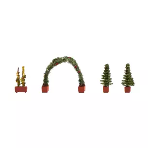 4 plantes ornementales avec 1 arc en roses NOCH 14022 - HO 1/87