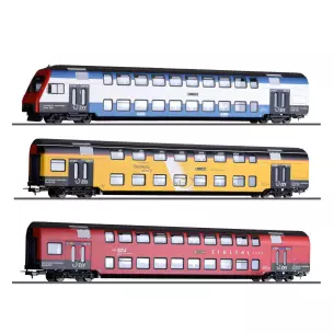 3 voitures 2 étages "Verdundzug S-Bahn Zürich" TILLIG BAHN 70038 CFF - HO 1/87