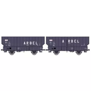 Coffret de 2 wagons coke ARBEL avec boîtes à tampon et caisse pans coupés livrée bleu marine et inscription blanc