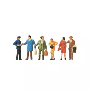 lot de 6 personnages "au guichet" PREISER 14029 HO 1/87
