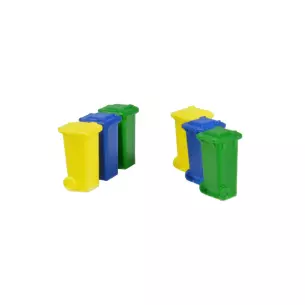 Lot de 6 Poubelles 100L -Bleu/Jaune/vert - 87Train 22230 | HO 1/87