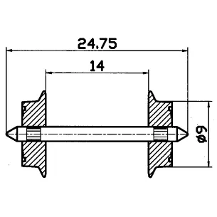 Paire d'essieux de 9mm de diamètre pour courant alternatif