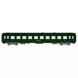Voiture UIC seconde classe B10 livrée verte celtique 301 avec châssis gris et logo prototype