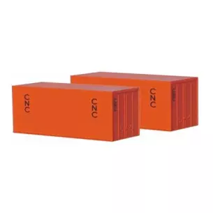 Lot de 2 conteneurs du groupe CNC 20" livrée orange SAI 1521 - HO : 1/87