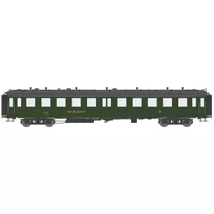 Voiture BACALAN mixte troisième classe/BUFFET livrée vert avec échelle et châssis noir n° 12421