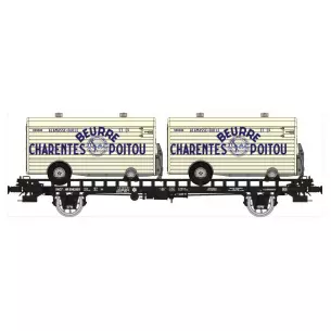 Wagon UFR bi-carrier Beurre Charentes Poitou - HO 1/87 - REE WB637