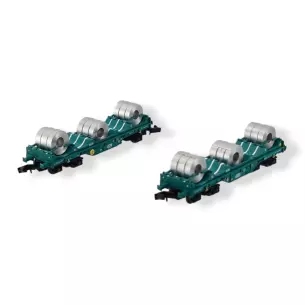 Set 2 Wagons Porte-bobines Shmmns MFTRAIN N33035-N330336 - N 1/160 B-Cargo EP V-VI