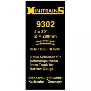 Lot 2 Rails Courbes Hoe 30° - 140 mm de rayon