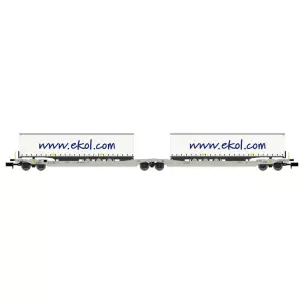 Double trailer wagon Sdggmrs AAE 2 trailers EKOL Logistic