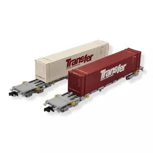 Set 2 Wagons porte-conteneurs Sgnss gris Arnold HN6584 SNCF - N 1/160 - EP V