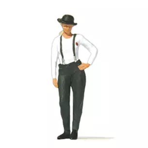 Femme avec pantalon à bretelles et chapeau melon PREISER 28230 - HO 1:87