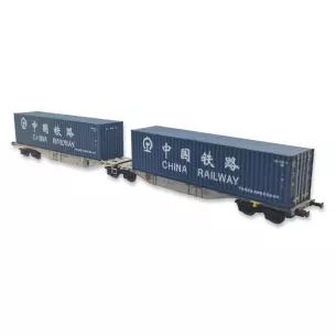 Wagon porte-conteneurs Sggmrss'90 Mehano 90702- HO 1/87 - AAE - EP VI