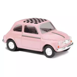 Voiture Fiat 500 livrée rose Busch 48733 - HO : 1/87