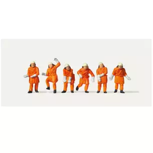 Lot de 6 personnages pompiers en tenue de protection Merten 0212579 - HO 1/87