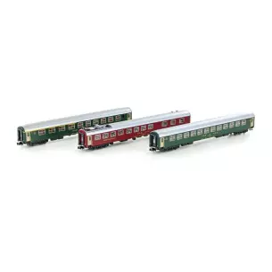 Set 3 voitures Abm/Bm/Wrtm vert et rouge KATO K23013 - CFF - N 1/160 - EP IV V