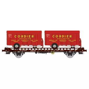 Wagon UFR bi-porteur avec fourgons Cordier - HO 1/87 - REE WB638