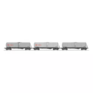 Set of 3 Ermewa REE Tank Cars Models WB598 - HO 1/87 - SNCF - EP V / VI