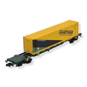 Wagon porte-conteneur 60' "Gartner" vert Arnold HN6589 CEMAT- N 1/160 - EP VI