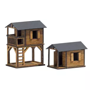 2 maisonnettes en bois - BUSCH 1486 - HO 1/87