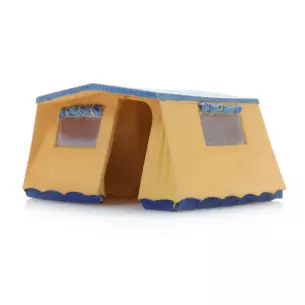 Une tente bungalow en toile beige et bleu - Artitec 387.566 - HO 1/87  