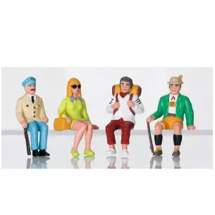 4 figurines assises -3 hommes & 1 femme - LGB 53007 - G 1/22.5